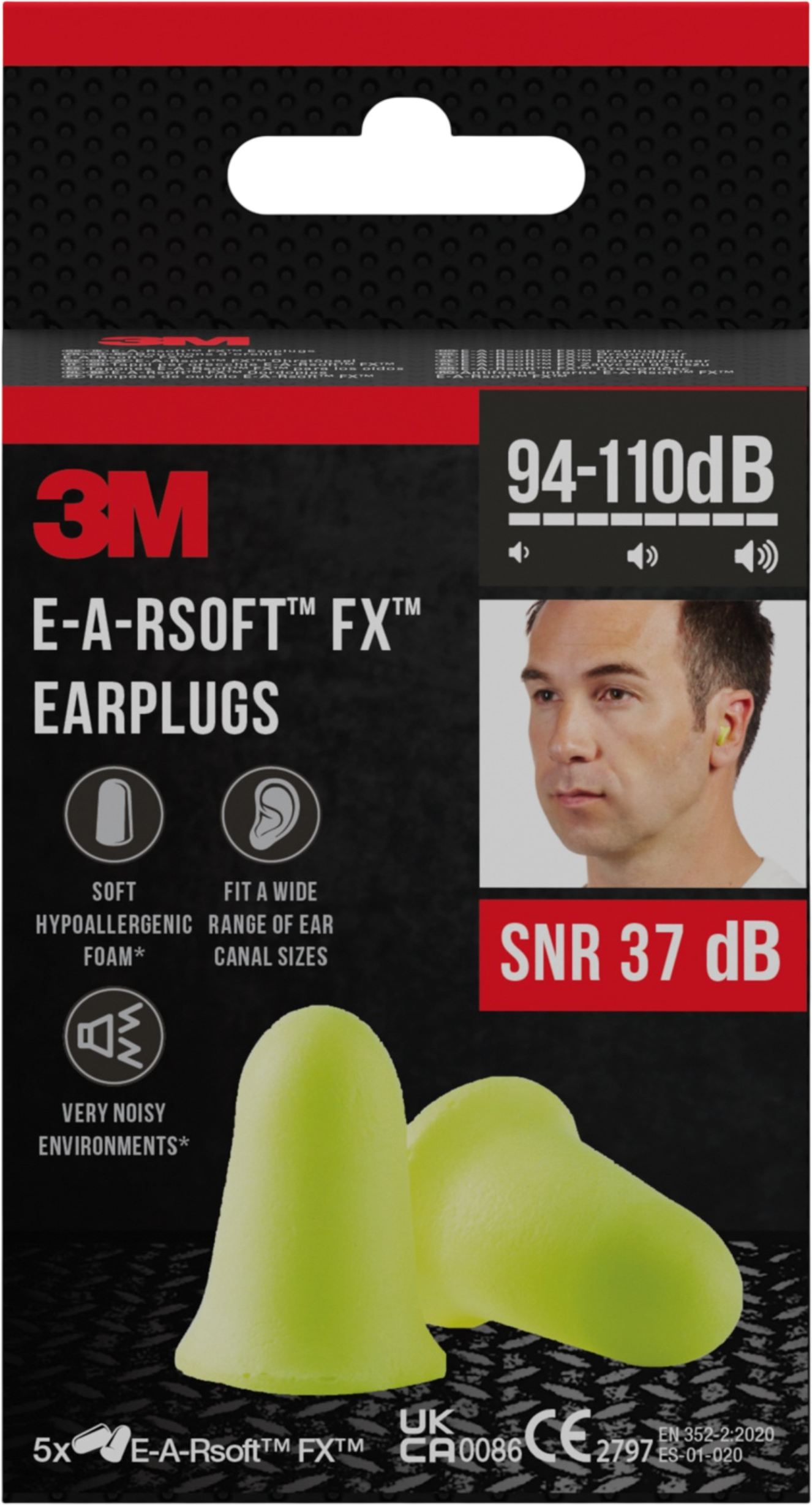 3M Zátkové chrániče sluchu E-A-Rsoft™ FX™, SNR 37 dB, žluté 5 ks