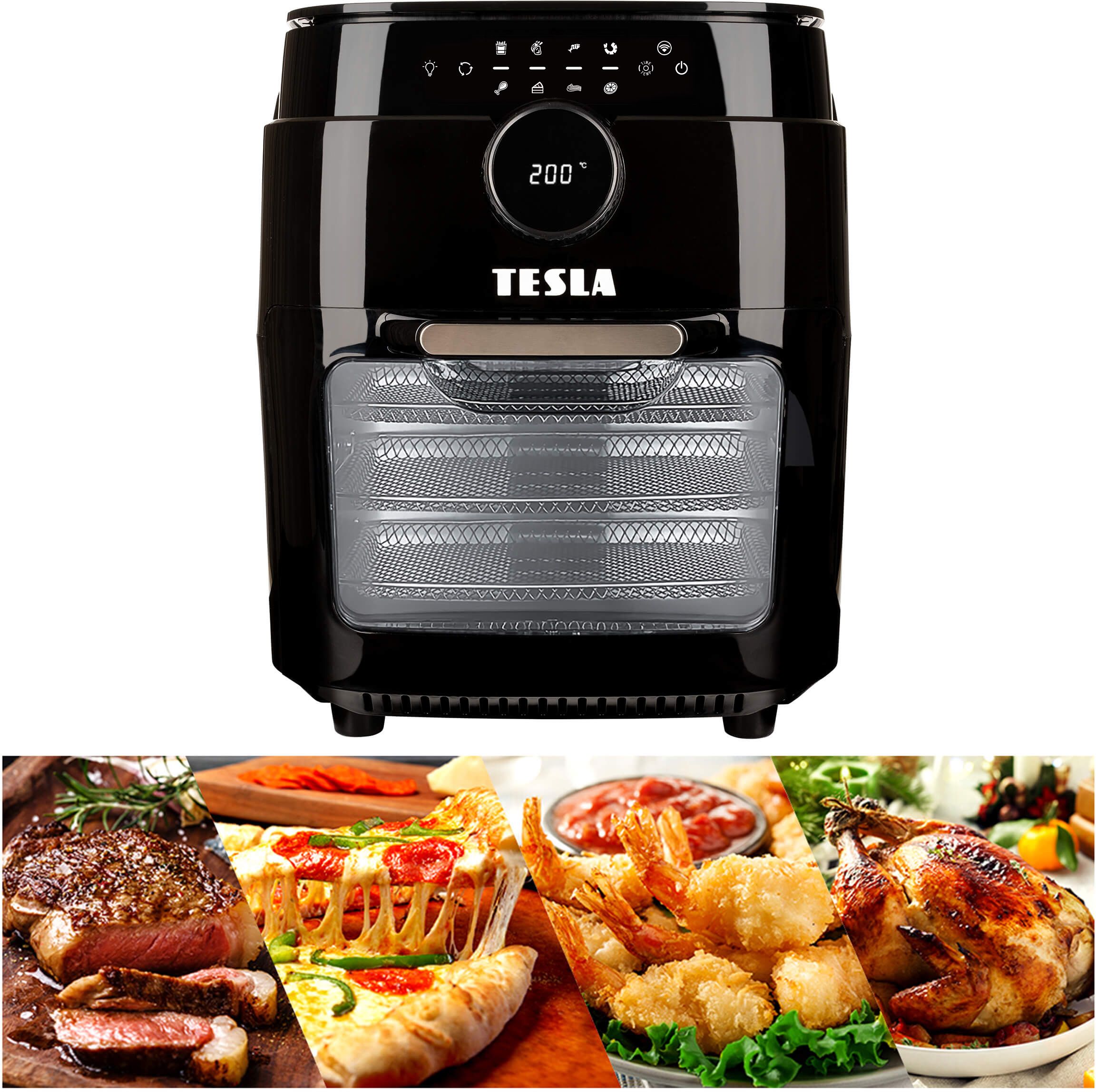 Tesla AirCook & Grill QG800 WiFi - multifunkční digitální horkovzdušná fritéza s grilem