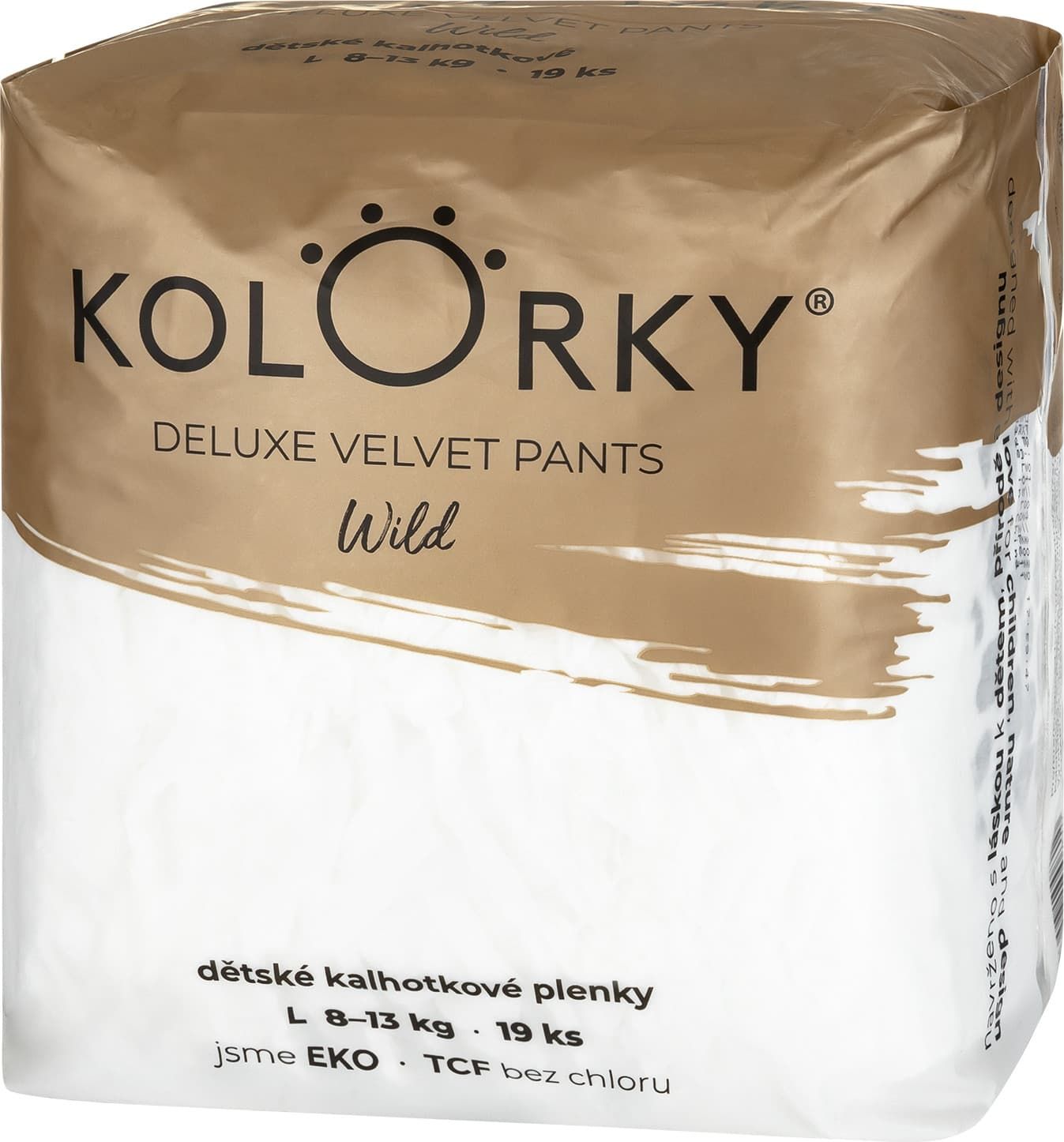 Kolorky Deluxe Velvet Pants Jednorázové kalhotkové eko plenky - wild - L (8-13 kg) 19 ks