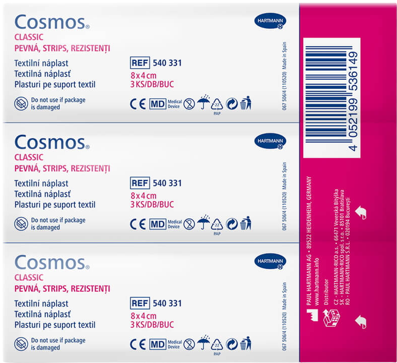 Hartmann COSMOS náplasti Pevná strips 80x40mm/ 3 ks