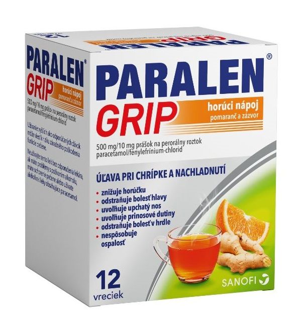 Paralen Grip Horúci nápoj pomaranč a zázvor 12 vrecúšok