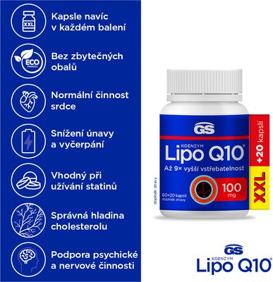 GS Koenzym Lipo Q10 100 mg 80 kapslí