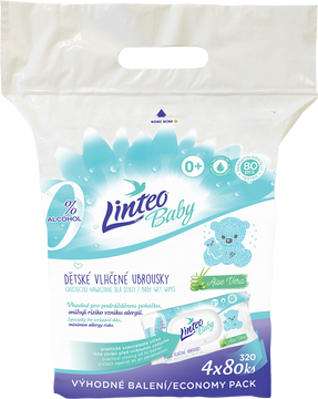 Linteo Baby Vlhčené ubrousky s Aloe vera 4 x 80 ks