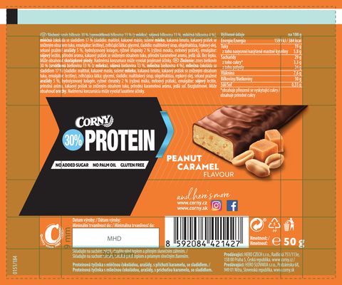 Corny Protein 30 % proteinová tyčinka arašíd karamel 50 g
