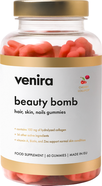 Venira beauty bomb - medvídci pro vlasy, nehty a pleť třešňové lízátko 60 ks
