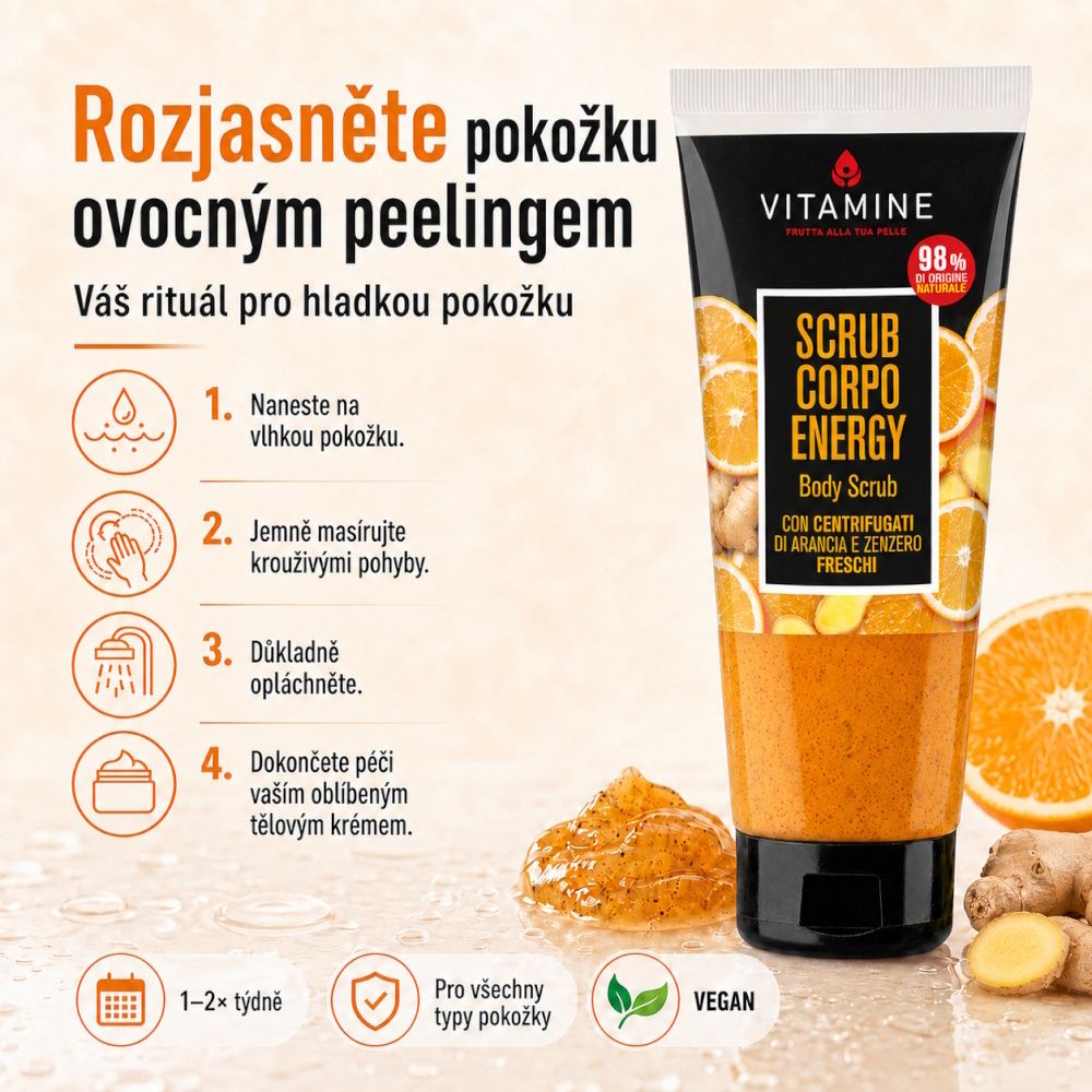 Erboristica Vitamine Energy tělový peeling pomeranč a zázvor 200 ml