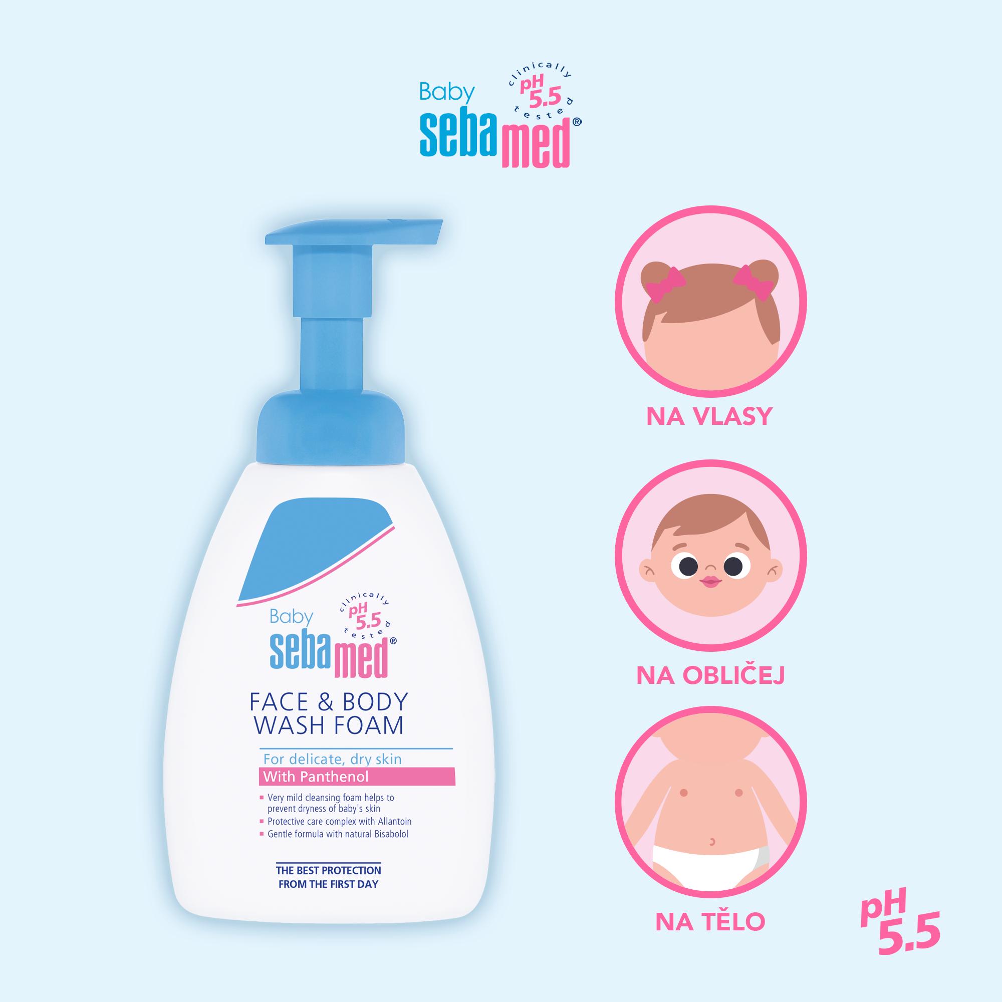 Sebamed dětská mycí pěna na obličej a tělo 400 ml