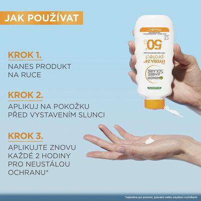 Garnier Ambre Solaire Hydra24h Protect Ochranné opalovací mléko proti UV záření s velmi vysokou ochrannou SPF 50, 175 ml