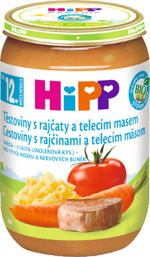 HiPP BIO Těstoviny s rajčaty a telecím masem 220 g