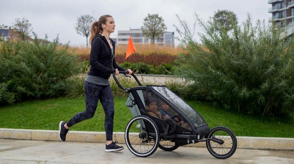 MUUVO Kočárek sportovní, na běhání a za kolo Trail 3v1 Green