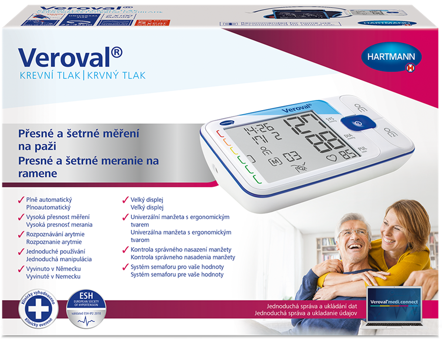 Veroval, Pažní tlakoměr s adaptérem, Univerzální manžeta, propojení s aplikací, odhalení srdečních chorob, domácí měření tlaku
