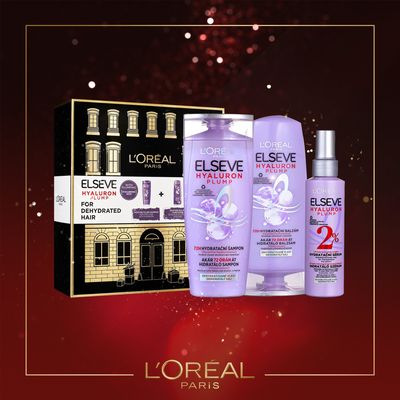 L'Oréal Paris Elseve Hyaluron Plump Vánoční balíček 2023 - šampon + kondicionér + sérum