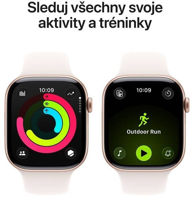 Apple Watch 11 GPS + Cellular 46mm Růžově zlatý hliník se světle ruměným sportovním řemínkem - M/L