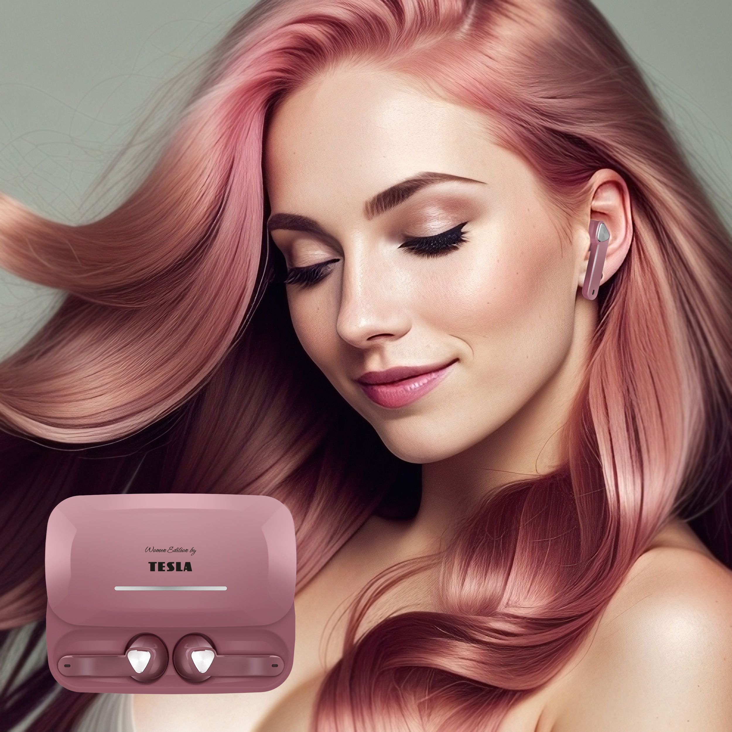 Tesla Sound EB20 - bezdrátová Bluetooth sluchátka (Pearl Pink)