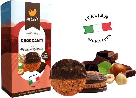 Mixit Italian Bakery – Croccanti alla Nocciola Ricoperti 150 g