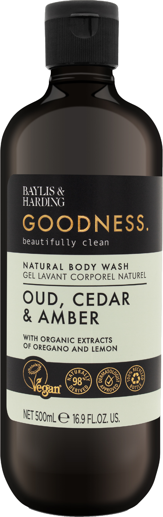 Baylis & Harding Goodness Sprchový gel Oud, Cedr & Ambra 500 ml