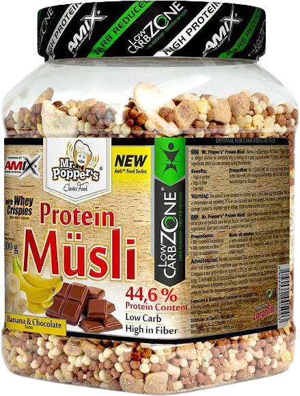 Amix Mr. Popper´s Protein Müsli, Banán-čokoláda 500 g