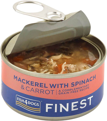Fish4Dogs Finest, Konzerva pro psy s makrelou, mrkví a špenátem 85 g