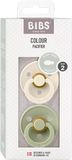 BIBS Colour dudlíky z přírodního kaučuku - velikost 2 Sage / Ivory 2 ks