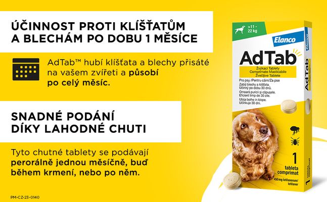 AdTab 450mg Žvýkací tableta pro psy 11 - 22kg