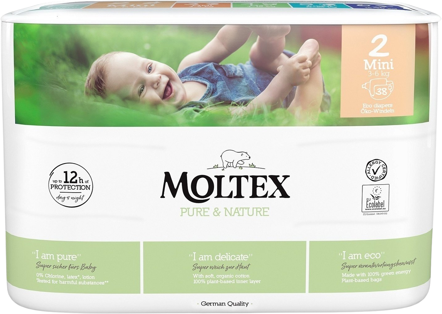 Moltex Dětské plenky Pure & Nature Mini 3-6 kg 38 ks