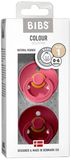 BIBS Colour Dudlíky z přírodního kaučuku - velikost 1, Coral/Ruby 2 ks