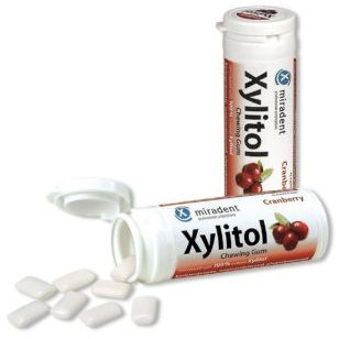 Miradent Xylitol Žuvačky Brusnica 30 ks