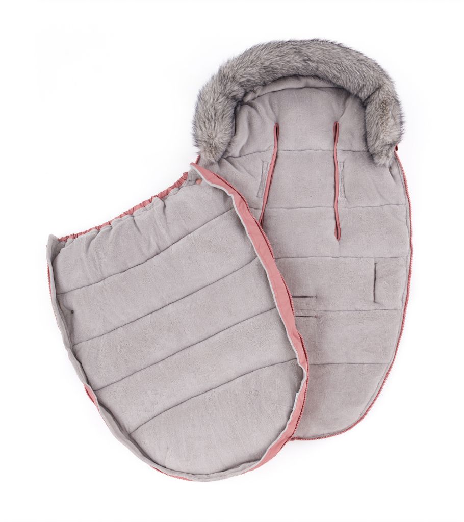 Petite&Mars Set zimní fusak Comfy 4v1 + rukavice na kočárek Furry Old Rose