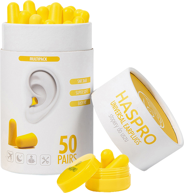 Haspro Tube50 Špunty do uší, žluté 100 ks