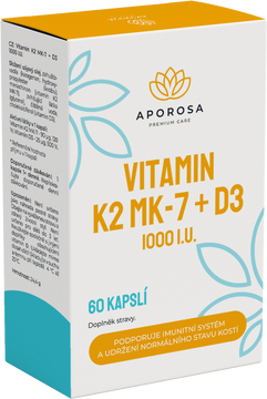 Aporosa Vitamin K2+D3 MK-7, 60 kapslí