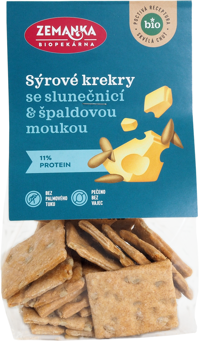 Zemanka Biopekárna BIO Sýrové krekry se špaldou a slunečnicí 100 g