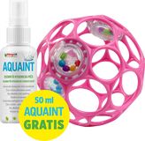 Oball Hračka RATTLE 10 cm dark pink 0m+AQUAINT 100% ekologická čisticí voda 50 ml