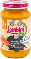 Lambini Bio Demeter příkrm mrkev, rýže a losos 190 g