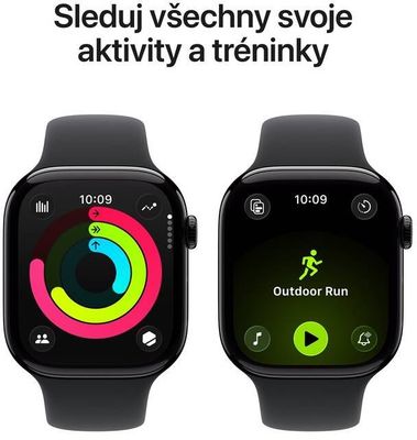 Apple Watch 11 GPS + Cellular 46mm Klavírně černý hliník s černým sportovním řemínkem - S/M