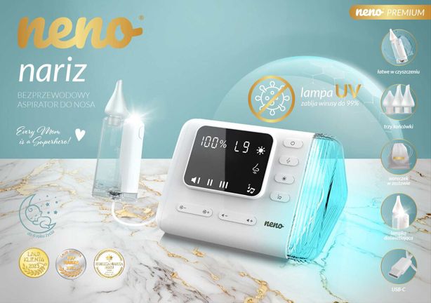 Neno Odsávačka nosních hlenů Nariz bezdrátový s Active AirFlow, UV sterilizací, LED světlem