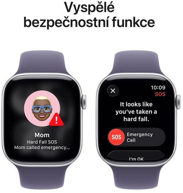 Apple Watch 11 GPS + Cellular 46mm Stříbrný hliník s mlžně fialovým sportovním řemínkem - S/M