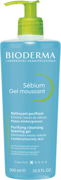 Bioderma Sébium Gel moussant jemný čisticí gel pro smíšenou a mastnou pleť 500 ml