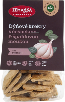 Zemanka Biopekárna Špaldové krekry s dýňovým semínkem a česnekem 100 g