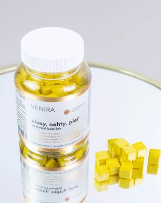 Venira Vlasy, nehty, pleť ve formě kostiček Meruňka 120 tablet
