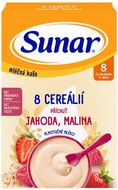 Sunar mléčná kaše s 8 cereáliemi, jahoda, malina 210 g