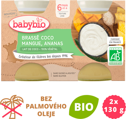 Babybio Brassé z kokosového mléka mango ananas 2 x 130 g