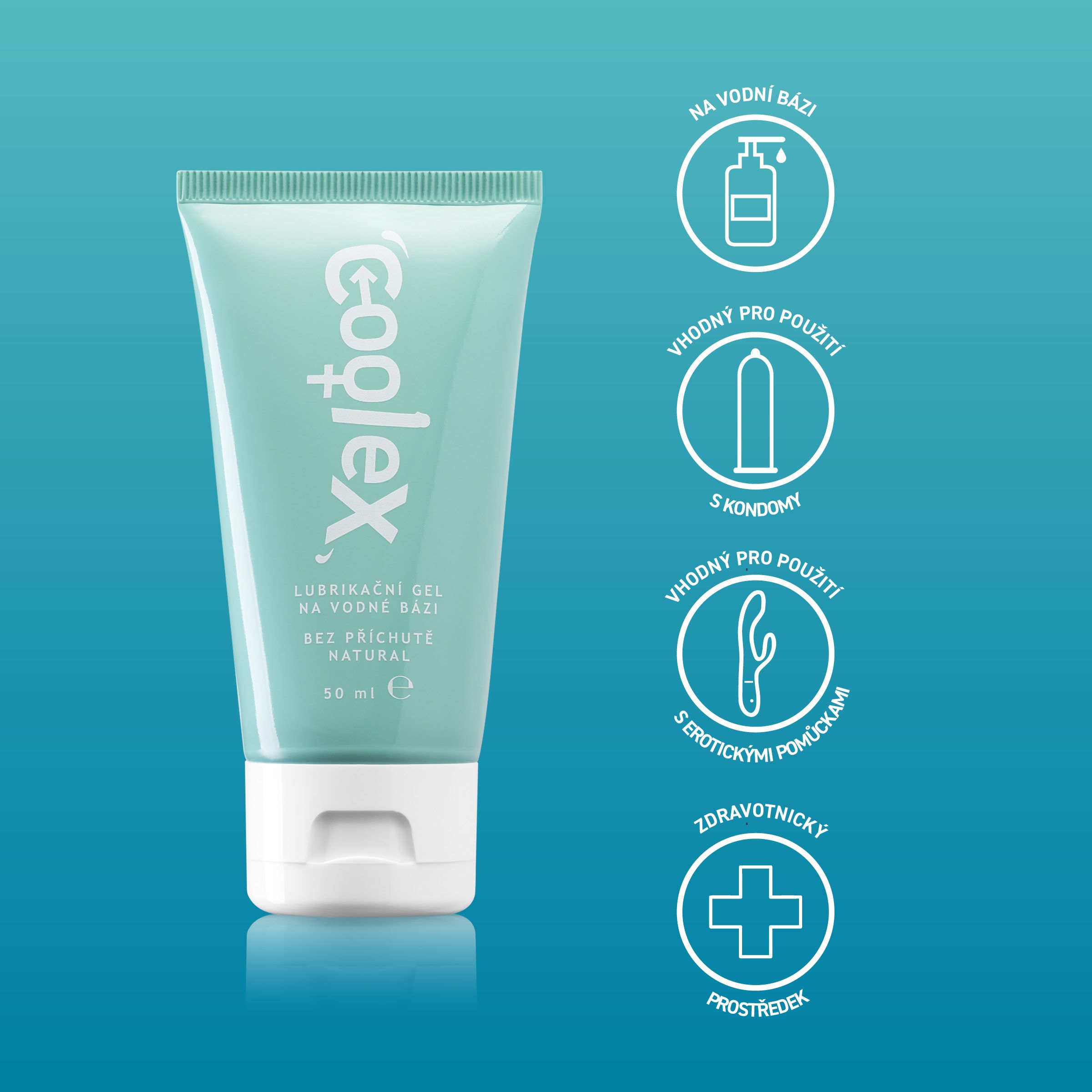 Dermacol Coolex lubrikační gel na vodní bázi - bez příchutě (tuba) 50 ml