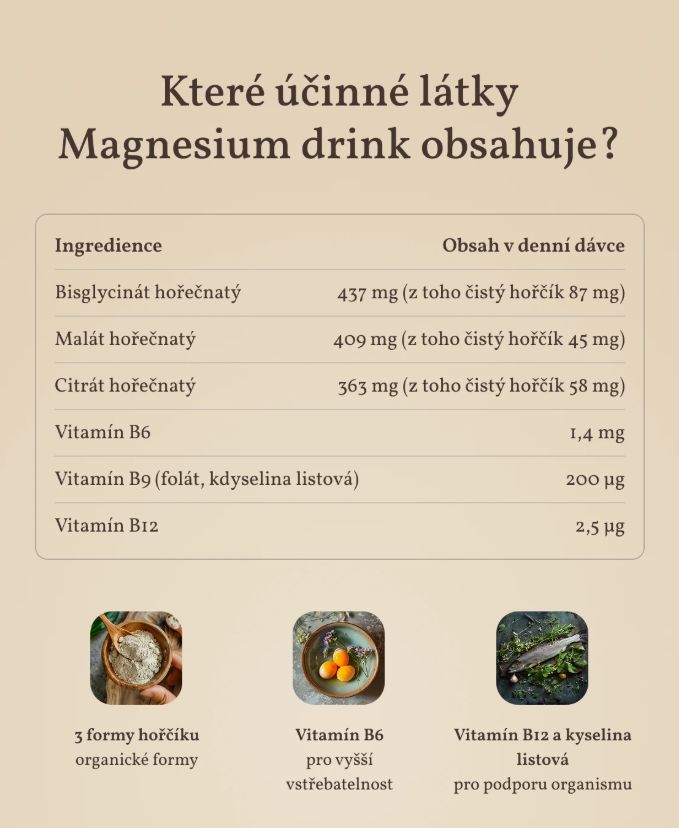 Herbyway Magnesium 3 formy Hořčíku 1 200 mg, příchuť pomeranč