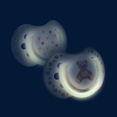 LOVI Dudlík svítící silikonový dynamický TEDDY LOVE 0-6m 2 ks