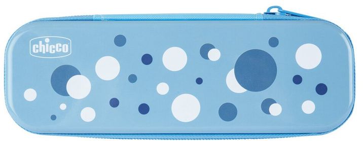 Chicco Set zubní kartáček a pasta v pouzdře Always smiling - light blue, 6m+