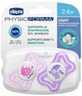 Chicco Šidítko Physio Light silikonové 2-6m, dívka - ptáček/tukan 2 ks