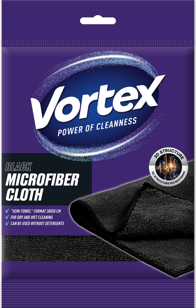 Vortex Hadřík z mikrovlákna Semi-Towel Black