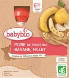 Babybio Hruška s banánem a prosem 4 x 90 g