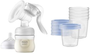 Philips Avent Odsávačka mateřského mléka manuální + VIA 5 x 180 ml