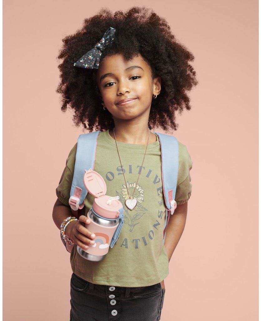 Skip Hop Spark Style Láhev s brčkem na vodu nerez Duha 12m+, 350 ml